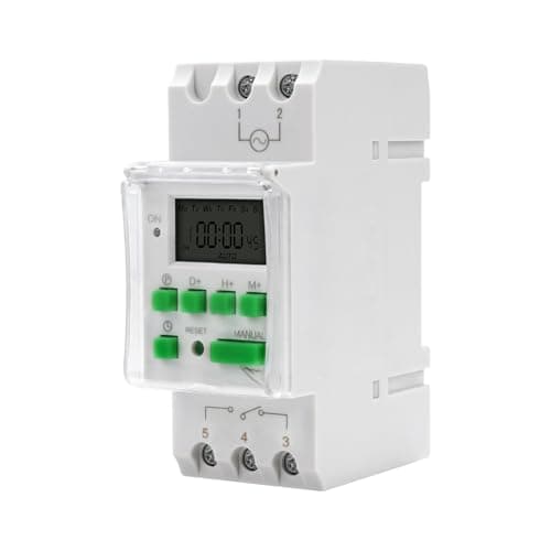 Image of DEWIN DIN-Rail Time Switch, Digital Timer Switch Weekly Programmable Electronic Timer with Reset (DC 12V)