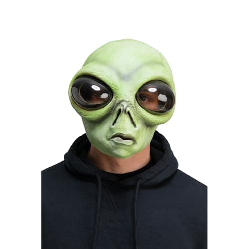 Image of Wicked Costumes Green Alien Full Head Latex Mask Novelty Fancy Dress Accessory