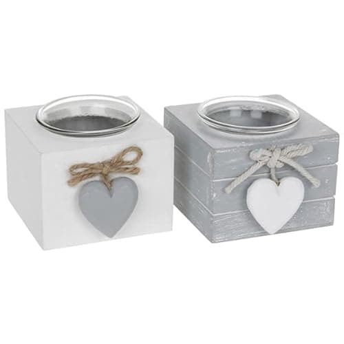 Image of Joe Davies Set of 2 Provence Single Tealight Holders - Grey and White