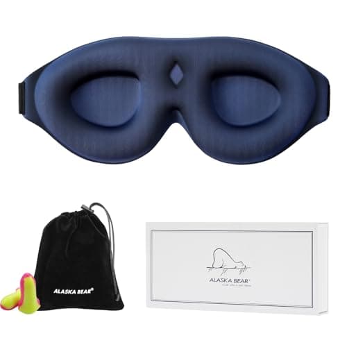 Image of ALASKA BEAR Sleep Mask with Molded Eye Cups for Women and Men, Nose-Contoured 3D Ultra-Plush Soft Blackout Eye Mask, Zero Pressure on Eyelids & Eyelashes, Earplugs Set (Haze Blue)