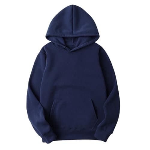 Image of AnnSemo Hoodies for Women UK Long Sleeve Sweatshirts with Pocket Solid Colour Pullover Crew Neck Jumper Plain Women's Hoodies Warm Cozy Hooded Tops for Ladies