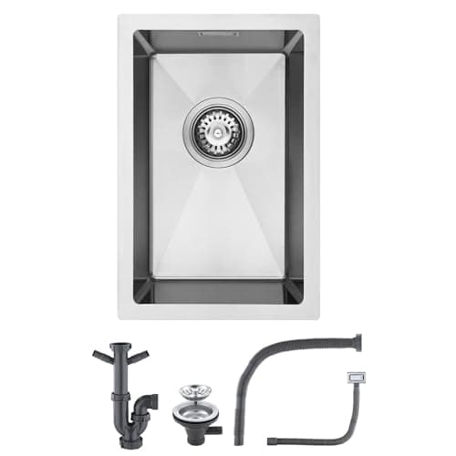 Image of KINKIBOS 304 Stainless Steel Kitchen Sink 30 x 45 cm, Small Sinks, Single Bowl Kitchen Sink with Overflow, Undermount & flushmount, 1 Bowl, Brushed