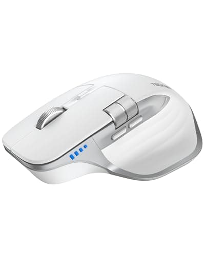 Image of TECKNET Bluetooth Mouse, Wireless Mouse with Thumb Scroll, Rechargeable Mice, Dual Bluetooth 5.0 & 2.4GHz, Ergonomic, 4800DPI Adjustable, Silent Click, Computer Mouse for Windows/Mac OS- White