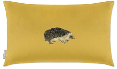 Image of Izabela Peters Eco-Friendly Velvet Cushions, 55 x 35 cm, Hedgehog - Mustard, Chair & Sofa Seat Cushions With Covers Included