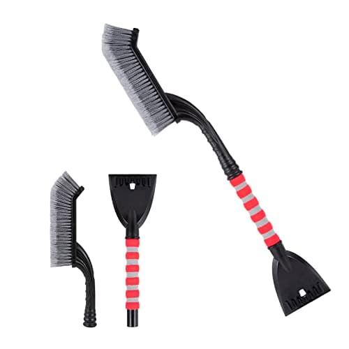 Image of SNMIX Ice Scraper for Car Windscreen, 2-in-1 Ice Scraper with Snow Brush - Detachable, Ergonomic Foam Handle for Cars, Trucks and SUV, Black/Grey