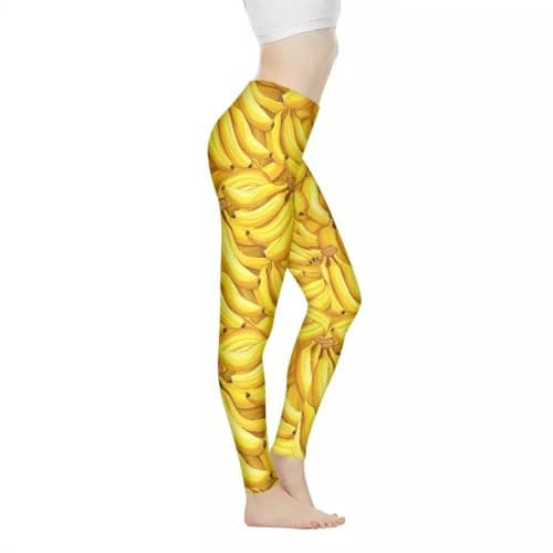 Image of xixirimido Yoga Pants for Women Yellow Bananas Print Gym Workout Leggings Adult Tights for Athletic Running Jogging Cycling High Waist Tummy Control