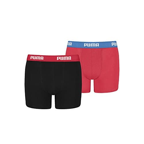 Image of Puma 2-Pack 360 Logo Boys Boxer Briefs, Red/Black Age 11-12