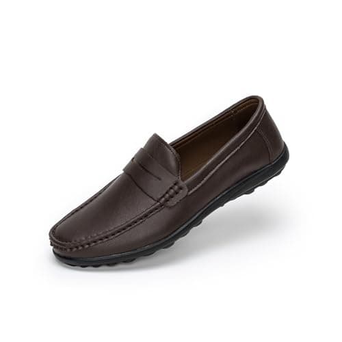Image of Rusffes Men's Loafers Flat Slip-on Driving Shoes Breathable Casual Moccasin Shoes Dark Brown 9uk