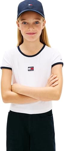Image of Tommy Hilfiger Girls Heritage Flag TOP SS KG0KG09066 White (White) 12 Years