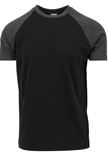 Image of Urban Classics Mens Raglan T-shirt T -, Black/Charcoal, XL UK