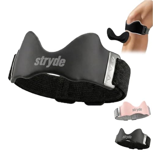 Image of Stryde Precision Knee Strap, 2026 Adjustable Patellar Tendon Support with Silicone Lock-Point Pad, Breathable Non-Slip Knee Brace for Running, Sports & Everyday Use, One Size Fits All (Black*1)