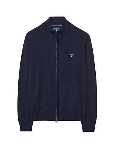 Image of GANT Men's Superfine Lambswool Zip CARDIGA Cardigan, Marine, M