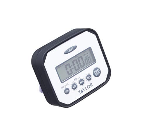 Image of Taylor Pro Kitchen Timer, Water-Resistant Digital Timer, Heavy Duty, Countdown Clock, White, 9 x 8 cm