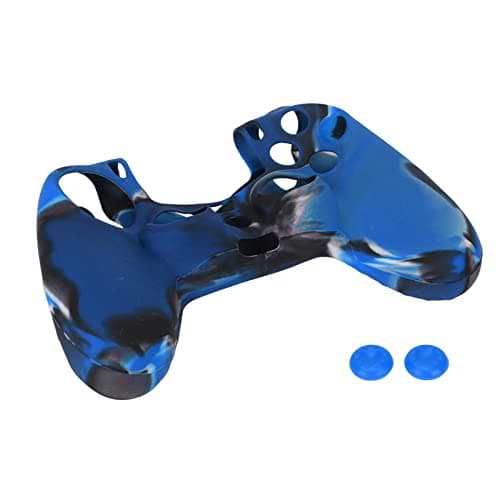 Image of Vikye PS4 Controller Skin Silicone Cover, Silicone Case Slip Resistance Protective Grip Cover with 1 Pair Thumb Grips for PS4 Controller, Camouflage Blue(Camouflage Blue)