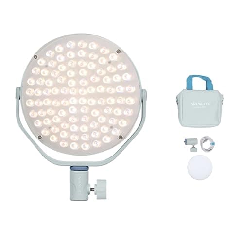 Image of NANLITE Miro 30c/60c RGBW Round LED Panel Light, 2700-7500K Bi-Color with HSI Full Color & 14 FX, USB-C/NP-F Battery Powered, App Control, for Video, Photography, Livestreaming (Mint Blue, 30c)