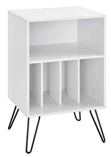 Image of Ameriwood Concord Turntable Stand, Wood Look White, 86.61 cm (H) x 52.58 cm (W) x 45.72 cm (D)
