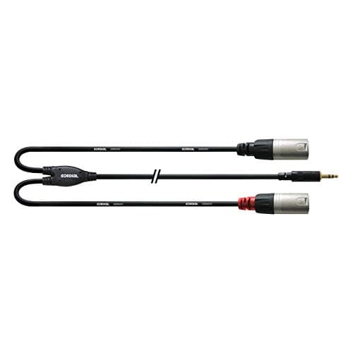 Image of Cordial CFY 1.8 WMM Y-Adaptor Cable 3.5 mm Stereo Jack Gold to 2 x XLR Male 1.8 m
