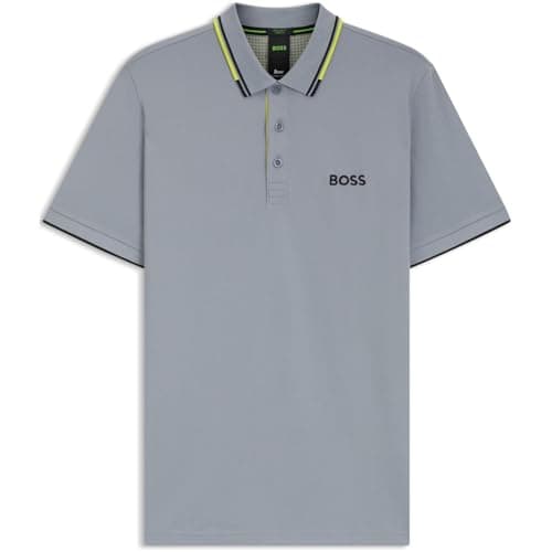 Image of BOSS Mens HBG Paddy Pro Premium Cotton Polo Shirt Short Dark Grey L