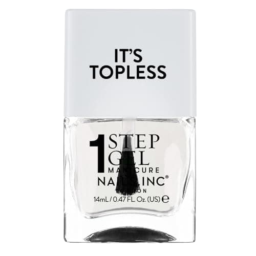 Image of Nails Inc It's Topless Gel-Like Nail Polish, 4-in-1 Base Coat, Treatment, Colour & Top Coat, Long Lasting, Strong, Chip Free Nails, Glossy Salon Quality Manicure, Air Dry Nail Polish, Mia, 14 ML