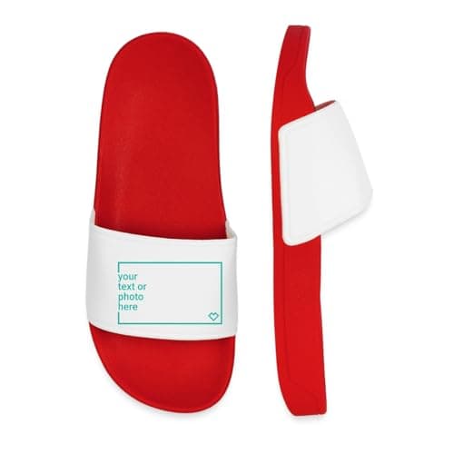 Image of Spreadshirt Custom Pool Sliders (Men) Add Your Own Text or Image Personalised Men’s Pool Sliders, 44, red