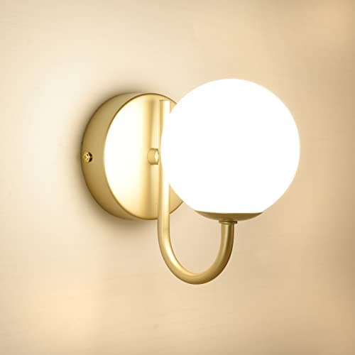 Image of HARPER LIVING Indoor Wall Light, 1xG9 Up and Down Modern Wall Lamp, Gold Finish Elegant Wall Lighting, Globe Shaped Wall Sconce for Bedroom, Living Room, Hallway, Hotel