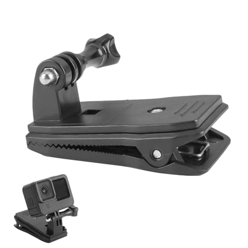 Image of Teuena 360° Rotational Backpack Strap Mount Quick Clip for Hero 12 11 10 9 8 7 6 5 4 3+ 2 Session, Backpack Shoulder Clip Mount Clamp Body Cam Holder, Action Camera Accessories (Black)
