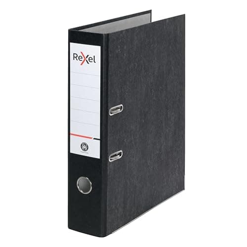 Image of Rexel Foolscap Lever Arch File x1, Black, 500 Sheets capacity, 75 mm Spine Width, Strong & Durable Paper on Board, Great for Filing and Archiving at Home, School and the Office, 2115548