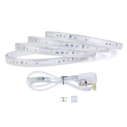 Image of G.W.S® 1M High Voltage AC 220V-240V 2835 LED Strip Light with Plug Set, Cool White 6000K, IP65 Waterproof, Cuttable Every 10CM