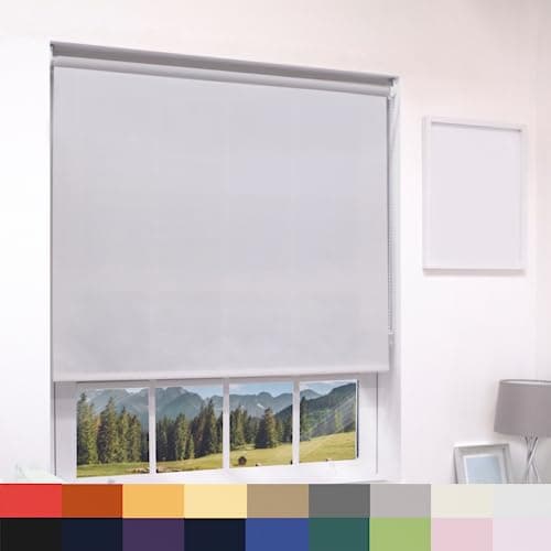 Image of Deluxe Daylight Roller Blinds Light Filtering Premium Fabric Easy Fit Metal Brackets Bedroom Living Room Office Child Safe Trimmable Light Grey 120cm Width x 160cm Drop