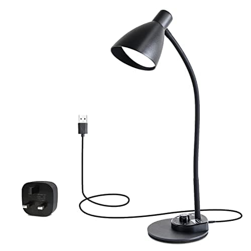 Image of ISeebaibi Desk Lamp, Desk Light Features 3 Color Temperature and 20 Brightness Levels, Eye-Caring Metal Led Desk Lamp for Office and Bedroom, 10W, 1000 Lumens, Adapter Included (Black)