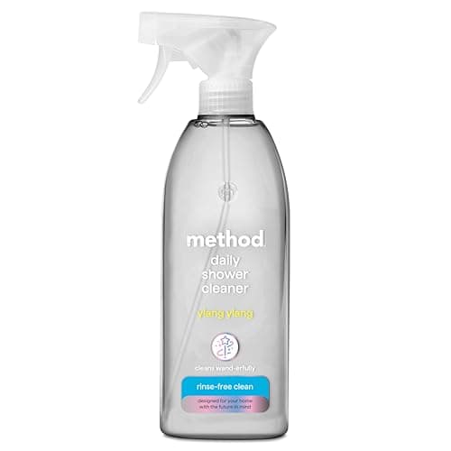 Image of Method Daily Shower Cleaner, Bathroom Multi-Purpose Surface Cleaner Spray, Gently Cleans and Shines, Fresh Ylang Ylang Scent, Pack of 1, 828ml