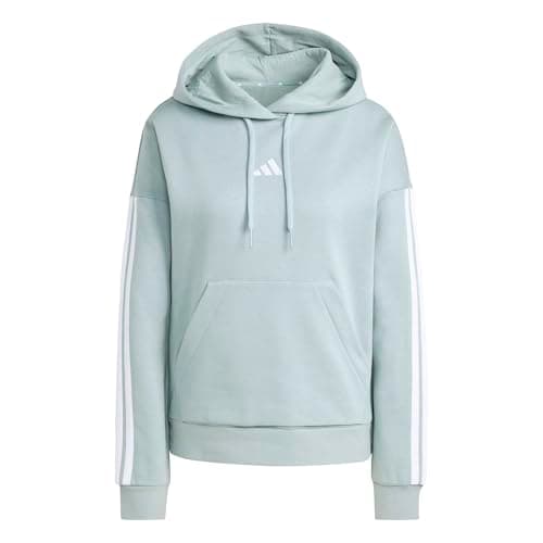 Image of adidas Women's ESSENTIALS 3-STRIPES FLEECE HOODIE, Wonder Sage/white, L