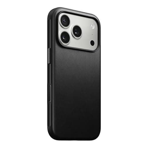 Image of NOMAD Modern Leather Case Black Compatible with iPhone 17 Pro Leather Magsafe Charging Compatible Phone Case for iPhone 17 Pro