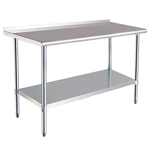 Image of Amazon Basics NSF Stainless-Steel Workbench with Backsplash, 61 x 152 cm, Silver