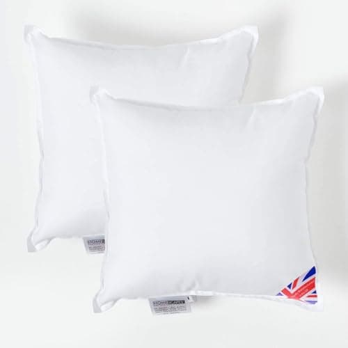 Image of HOMESCAPES 2 Pack Luxury Super Microfibre Cushion Inserts 30cm x 30cm (12 x 12”) Perfect Bounce Back and Soft Cover Generously Filled Inner Pads Hypoallergenic Cushion Filler Handmade Machine Washable
