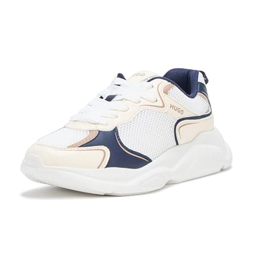 Image of HUGO Women's Leon Modern Running Sneaker, Natural Cream/Black/Butternut, 7 UK