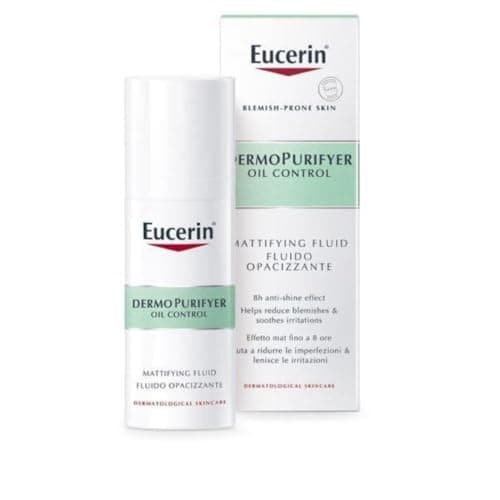 Image of Eucerin DermoPurifyer Oil Control Mattifying Fluid 50ml, Provides 8 Hours of Shine Control for Oily Skin, Soothing Fluid with Salicylic Acid