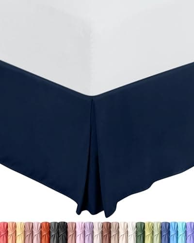 Image of Utopia Bedding Valance Sheet Double, OEKO-TEX Certified, Soft Brushed Polyester Microfiber, Fits Under the Mattress, Pleated Base Bed Skirt with a Drop of 40 cm (Navy)