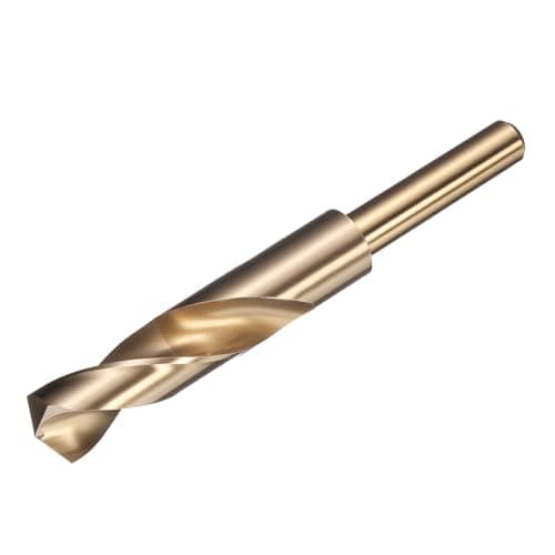 Image of sourcing map 19.5mm Drill Bit 1/2" Reduced Shank 3-Flat M2 High-Speed Steel Twist Gold Finish 135° Bits for Hard Metal Stainless Steel,1pcs