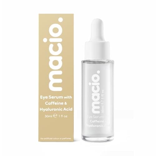 Image of Macio Eye Serum with Caffeine & Hyaluronic Acid | For Dark Circles, Puffy Eyes & Under Eye Bags | Brightening & Hydrating Ingredients | Fast Absorbing Under Eye Serum 30ml