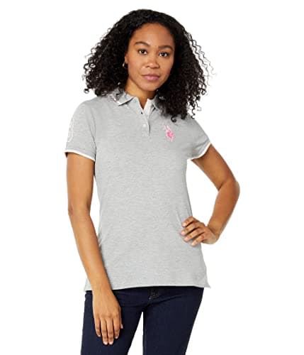 Image of U.S. Polo Assn. Multi-Tonal Medium Pony Pique Polo Shirt Heather Grey SM