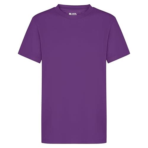Image of Ages 1-15 Kids Plain Blank T-Shirt Tee Shirt 100% Cotton Boys Girls Childrens Softspun Unisex School Uniform P.E. Gym Purple
