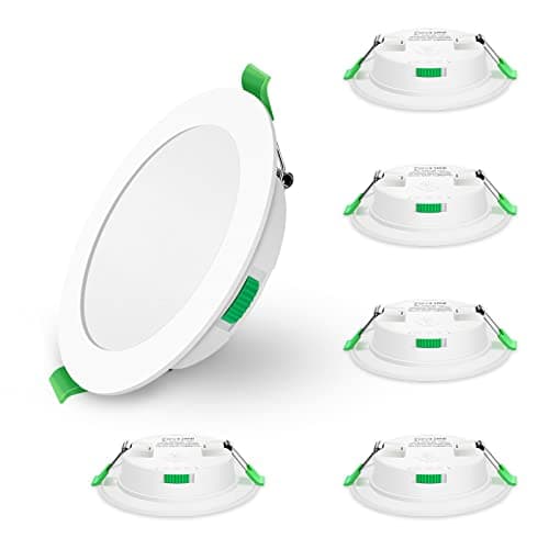 Image of ALUSSO LED Recessed Ceiling Lights, 7W 580Lm Ultra Slim Dimmable Downlights, Warm White 3000K Neutral White 4000K Cool White 6500K Adjustable, IP44 Bathroom Spotlights for Kitchen, Living Room, 6 Pack