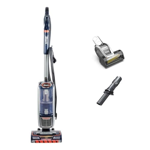 Image of Shark Corded Upright Vacuum Cleaner,0.83L with Anti Hair Wrap Technology & DuoClean, Pet Model, Powered Lift-Away, LED Headlights, Anti-Allergen, 8m Cord, 750W, 3 Attachments, Navy/Orange, NZ801UKT