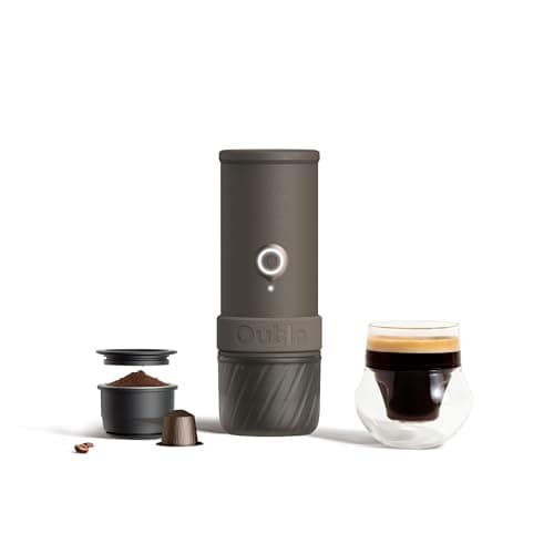 Image of OutIn Mino Portable Electric Espresso Machine, Mini Camping Coffee Maker for Travel, Pocket Sized Coffee Machine Self-Heating with USB-C, Ground Coffee & NS Capsule Adapter For Adventure