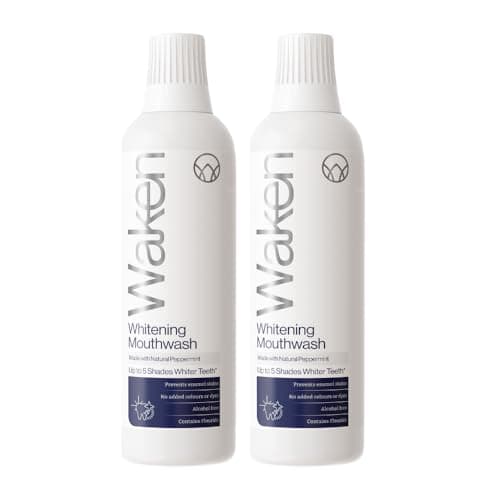 Image of Waken, 500ml Whitening Mouthwash,100% Natural Flavour, with Added Fluoride, No Artificial Colours or Flavourings, Vegan, Recycled Packaging, 100% Recyclable, White