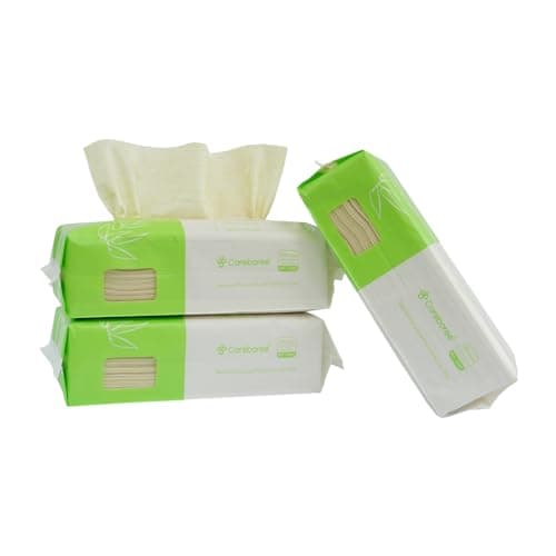 Image of 300 Count Careboree Unbleached 100% Natural Baby Bamboo Wipes Dry or Wet Use Super Soft and Gentle for Sensitive Skin, Household Cleaning Unscented Multi-Purpose Cotton Tissue