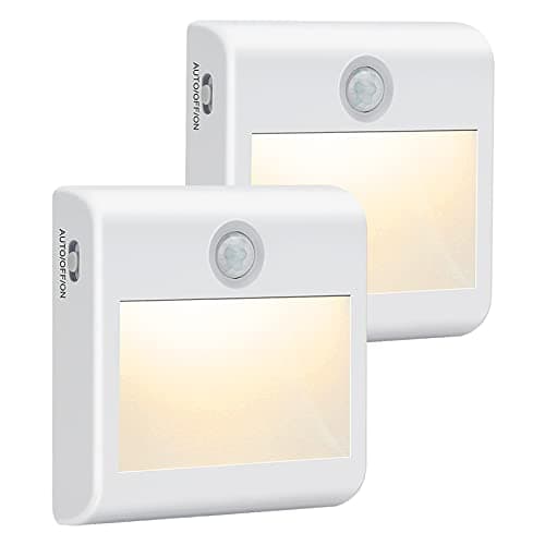Image of Motion Sensor Night Light, [2 Pack] Stick-On Battery Powered Night Lights, Motion Sensor Lights Indoor (AUTO/ON/OFF), Cupboard Light for Hallway, Stair, Closet, Shelf, Bathroom, Kitchen, Natural White