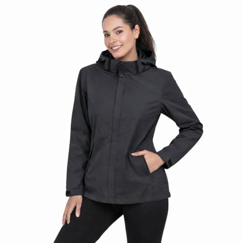 Image of Blu Apparel Ladies Waterproof Jacket Womens Rain Coat Rain Jackets for Women Windproof Breathable Mesh Lined (UK, Numeric, 16, Regular, Regular, Black)