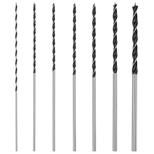 Image of QWORK® 7-Piece 300mm Woodworking Drill Bit Set, 4mm-12mm Three Pointed Auger Drill Bits, Silver